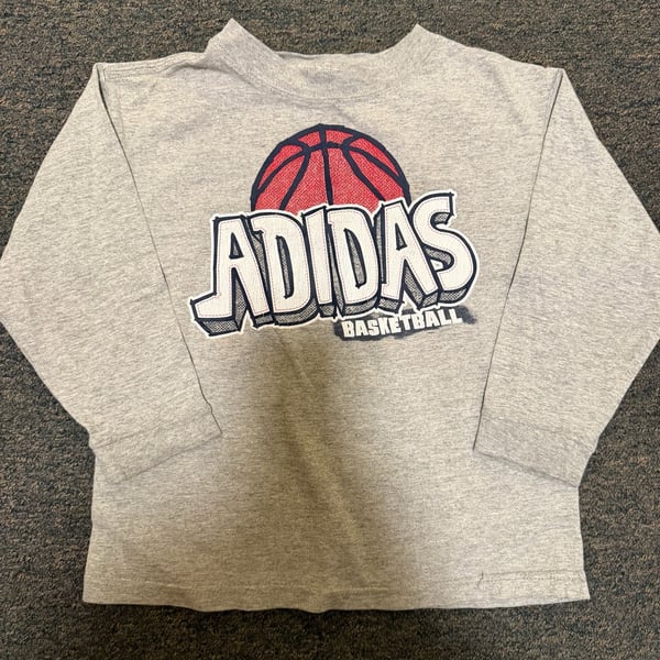 Adidas Boys Gray Long Sleeve Basketball Graphic Tee Size 6