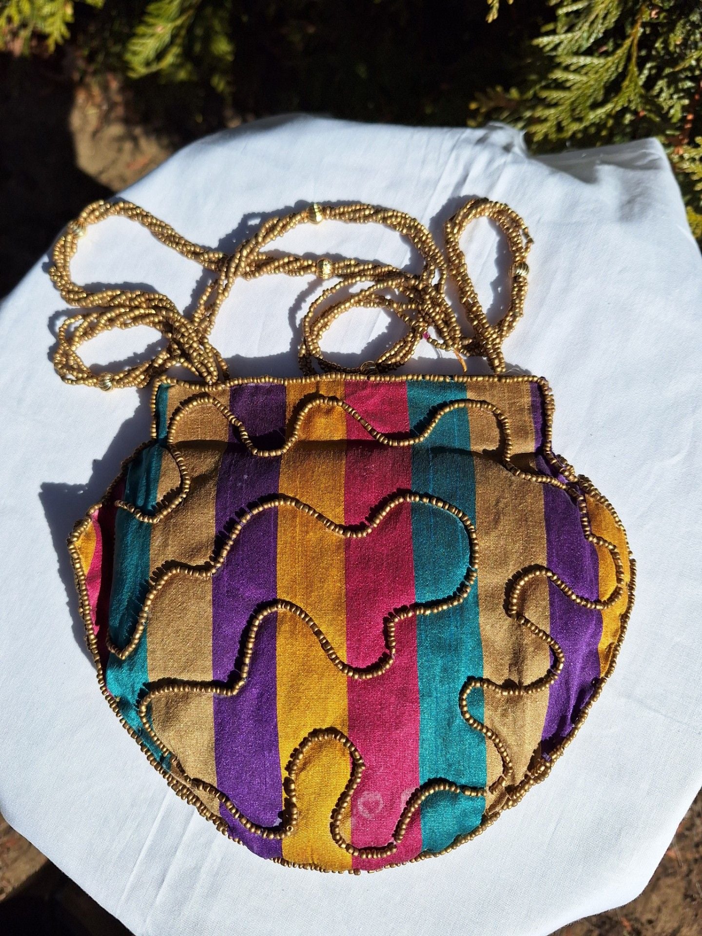 Handmade Satin Snap Purse, Pouch. Decorated with Beads and Sequin 3
