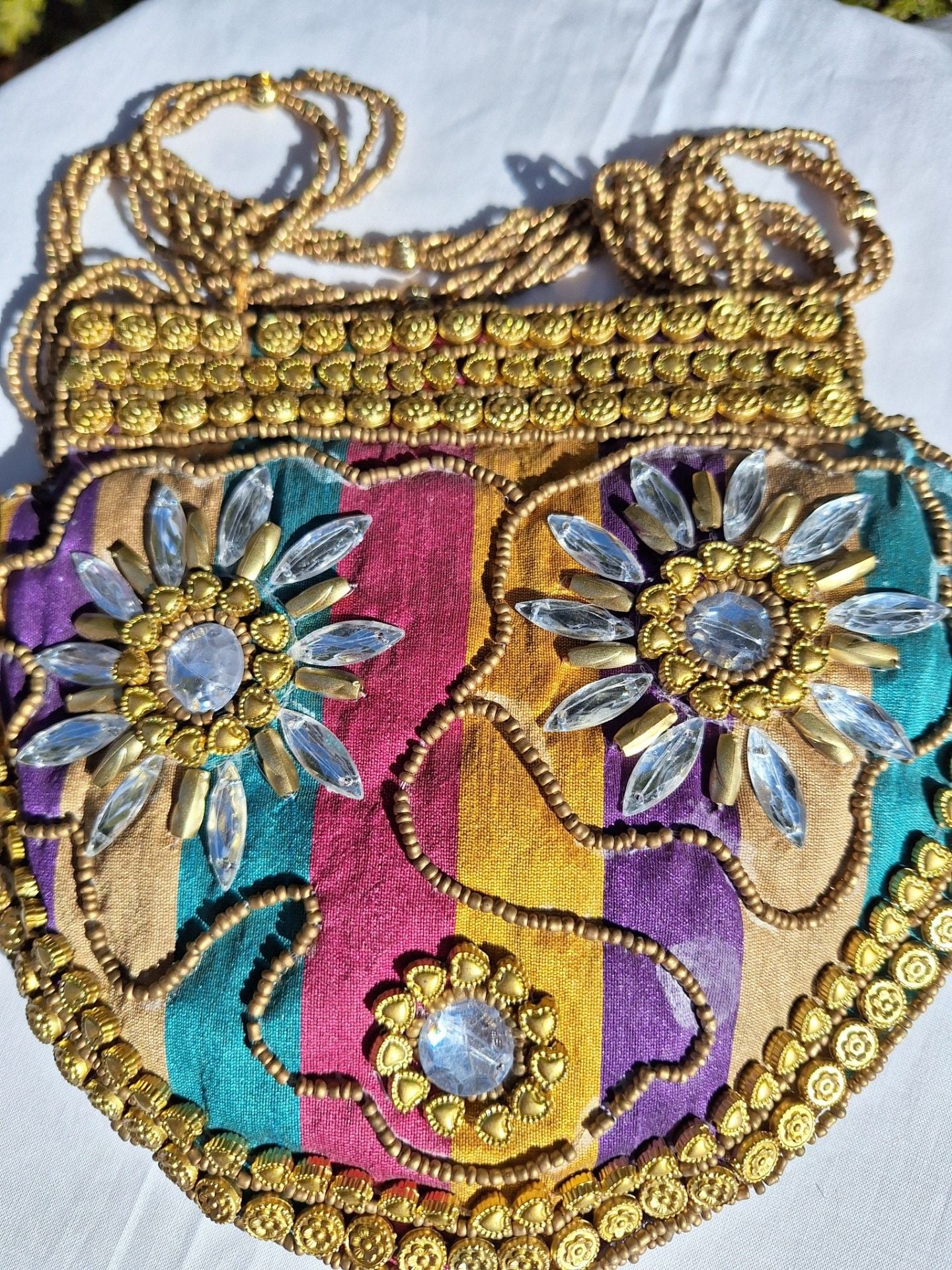 Handmade Satin Snap Purse, Pouch. Decorated with Beads and Sequin 4