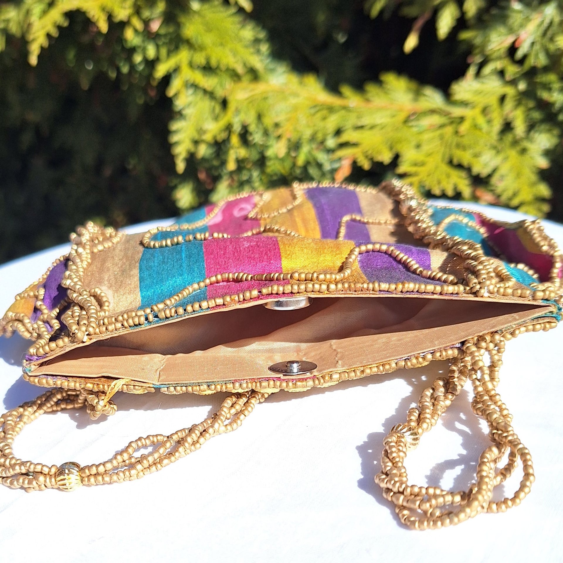 Handmade Satin Snap Purse, Pouch. Decorated with Beads and Sequin 6