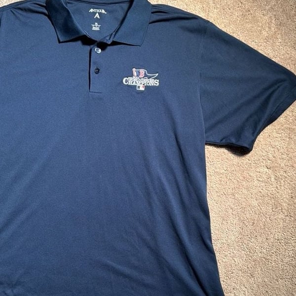 Men's Navy Blue 2013 Boston Red Sox World Series Champions Polo Shirt XL LIKE NEW