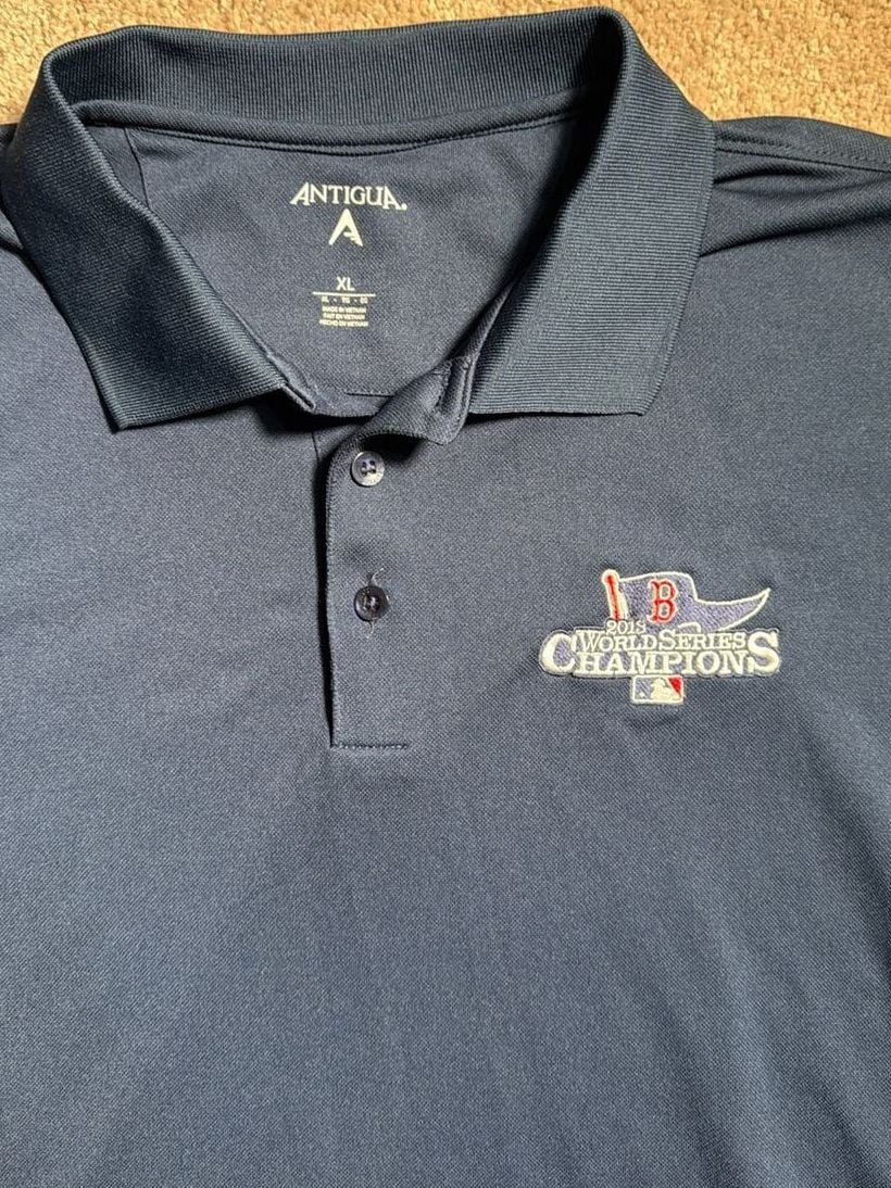 Men's Navy Blue 2013 Boston Red Sox World Series Champions Polo Shirt XL LIKE NEW 3