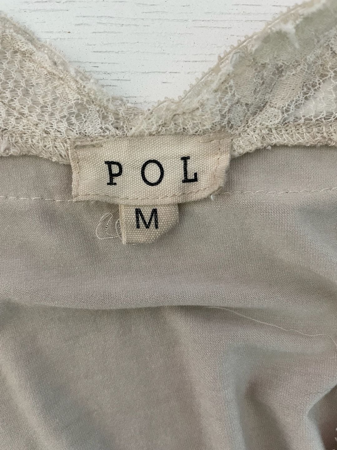 POL Beige Lace Cap Sleeve V-Neck Knit Top 5