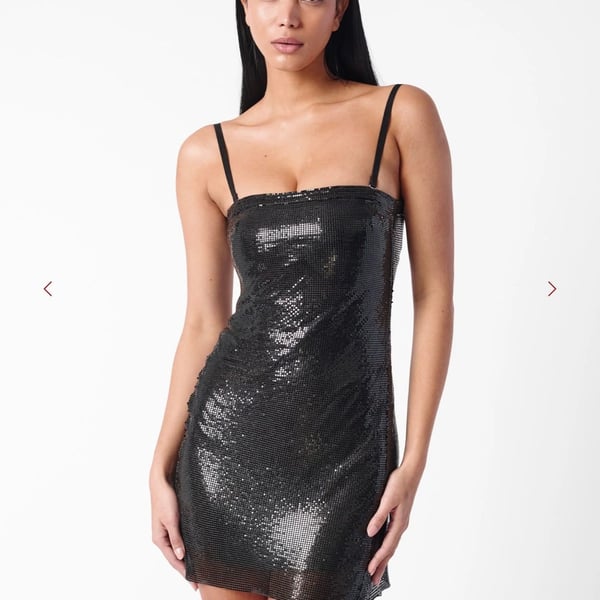 Selena Bandeau Chainmail Mini Dress Black