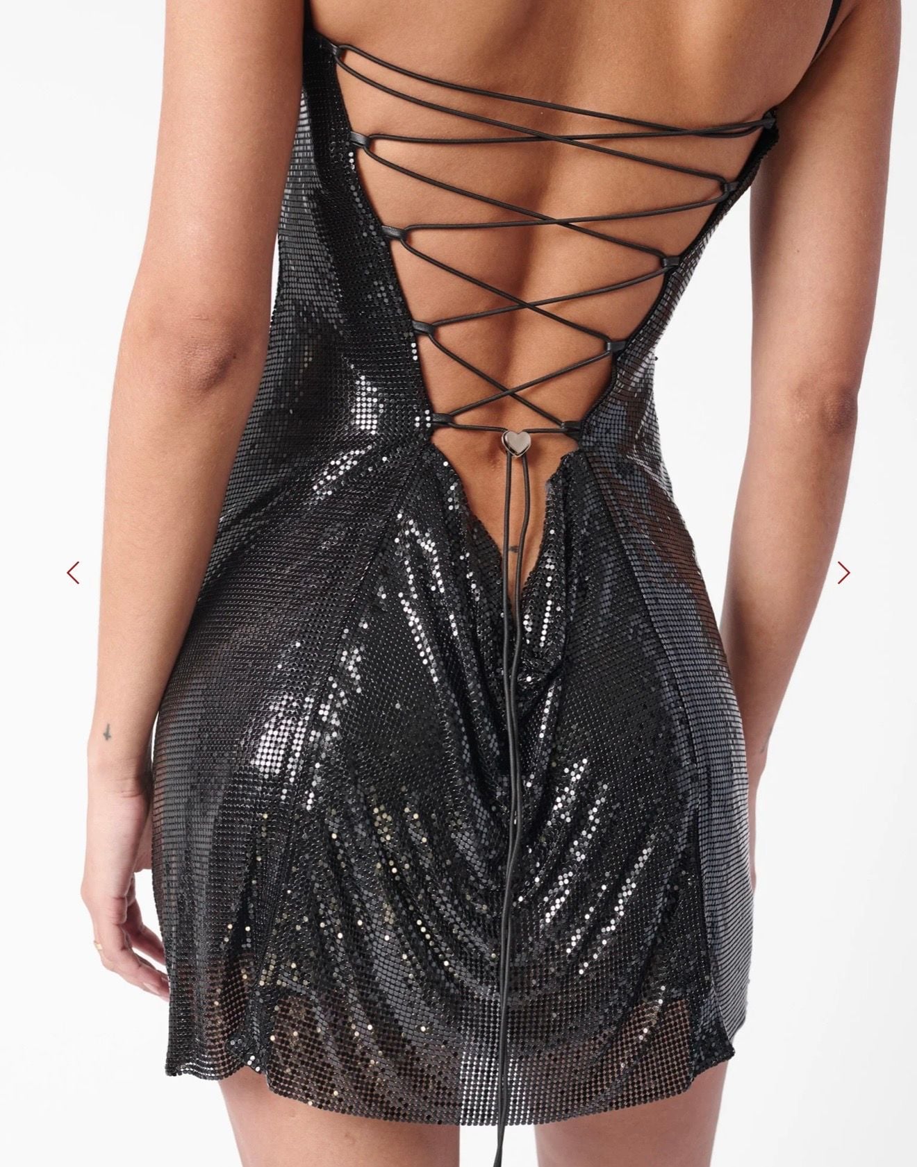 Selena Bandeau Chainmail Mini Dress Black 3
