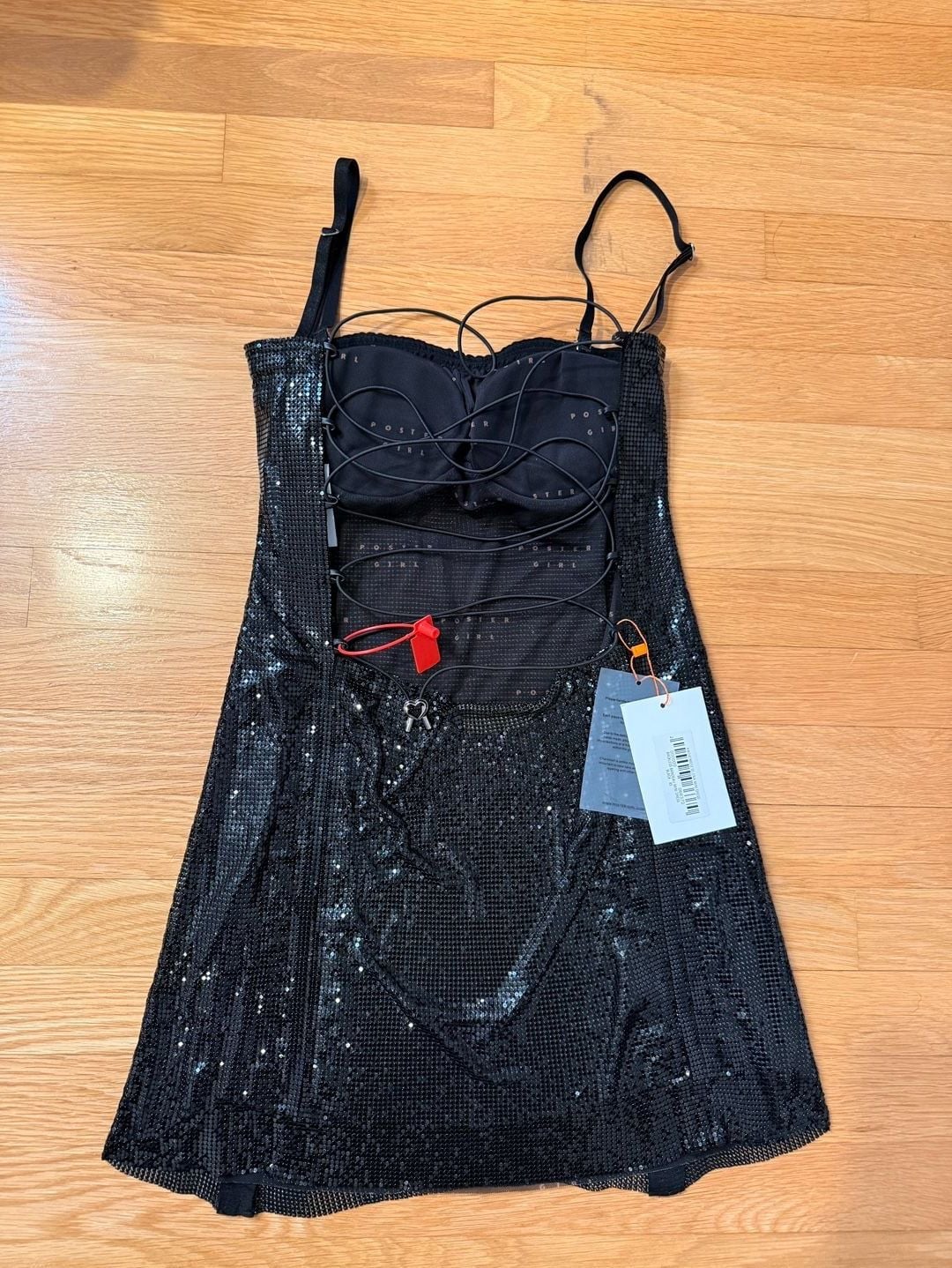 Selena Bandeau Chainmail Mini Dress Black 6