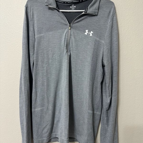 Under Armour Shirt Mens Grey Fitted UA Seamless Quarter Zip Long Sleeve