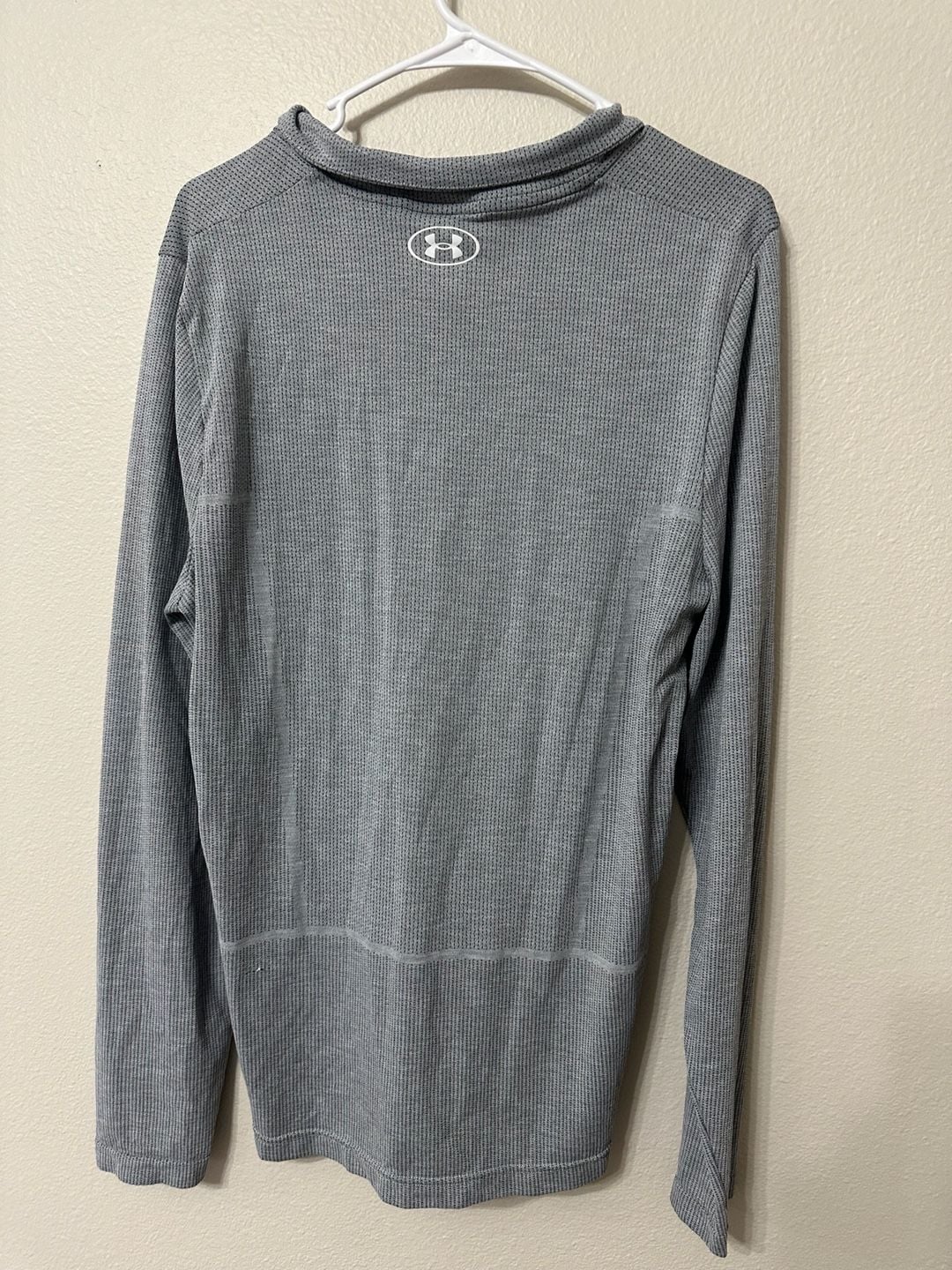 Under Armour Shirt Mens Grey Fitted UA Seamless Quarter Zip Long Sleeve 5
