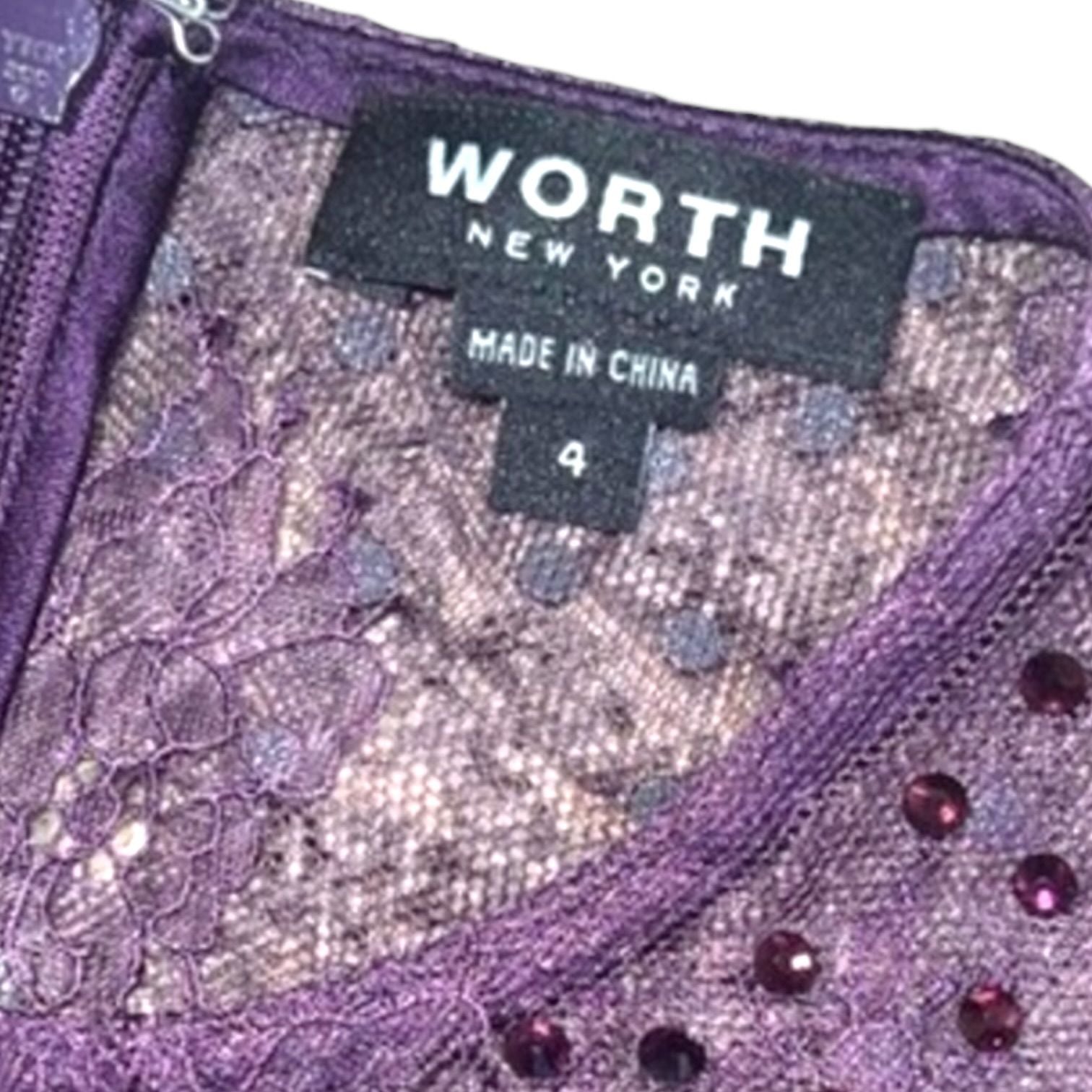 Worth New York Purple Lace Dress with Rhinestone Details 3