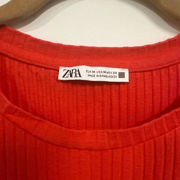 Zara Red Ribbed Knit Sleeveless Midi Dress with Ruffle Trim Sleeves