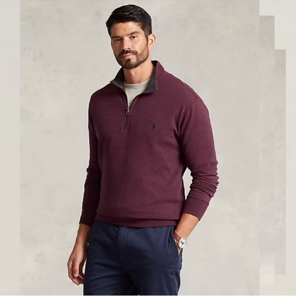 Polo Ralph Lauren Long Sleeve Sweater Cotton-Viscose Wine Heather - 4XLT - .com