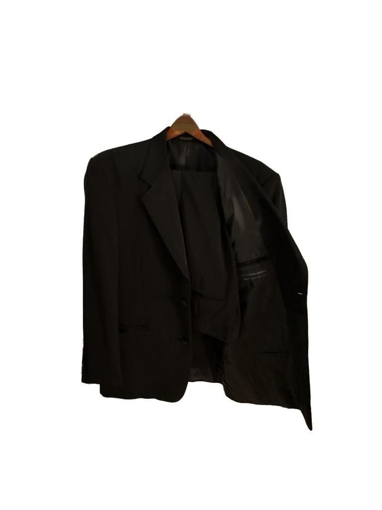 Vittorio St. Angelo Men's Black Two-Piece Tuxedo Suit 43R Pants 32x30” 2