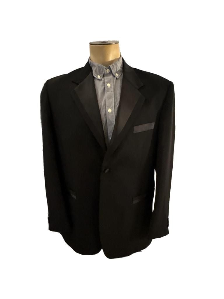 Vittorio St. Angelo Men's Black Two-Piece Tuxedo Suit 43R Pants 32x30” 1