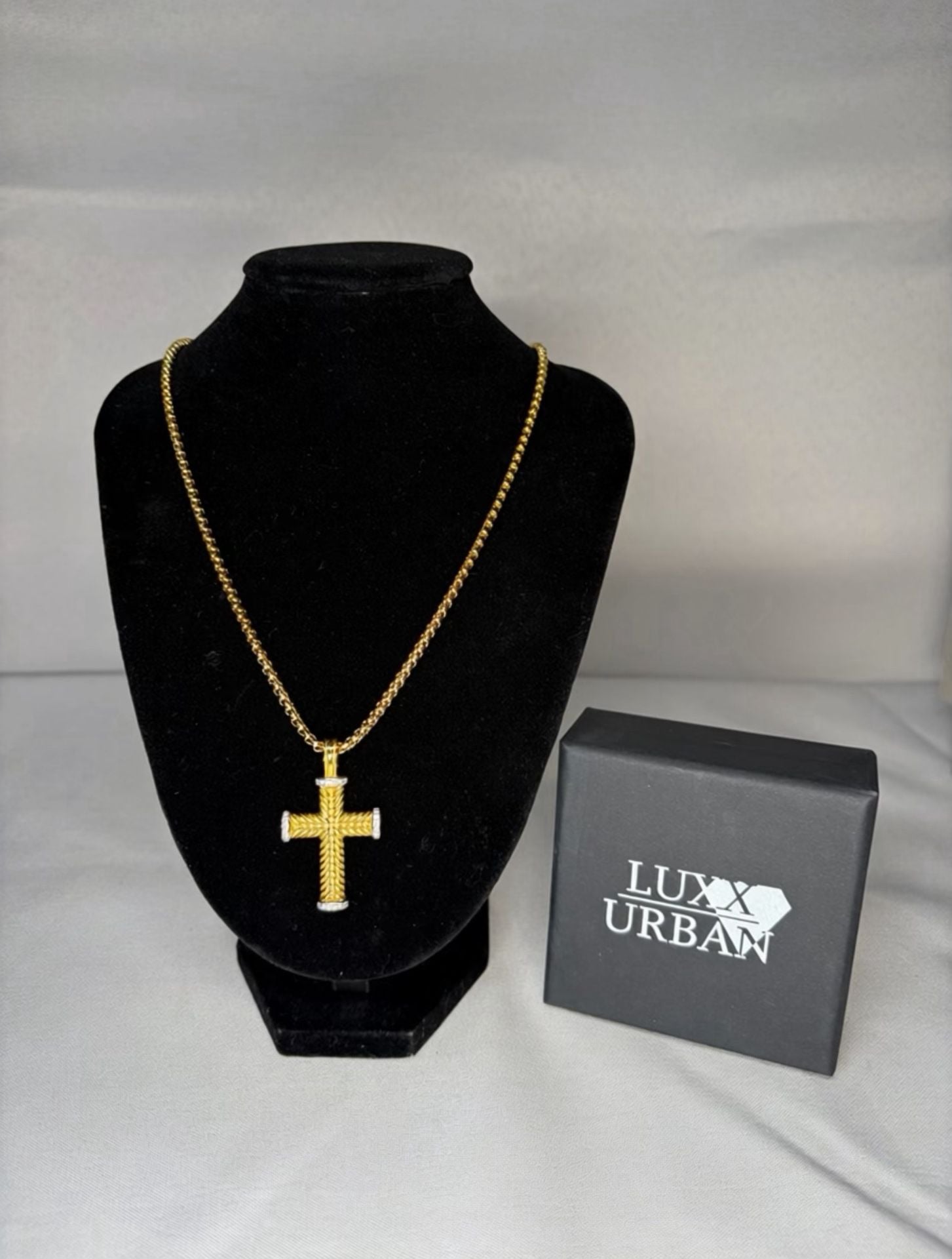 Mens Gold Plated Chevron Cross Pendant For Men 3