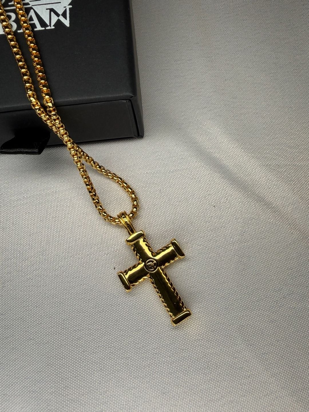 Mens Gold Plated Chevron Cross Pendant For Men 7