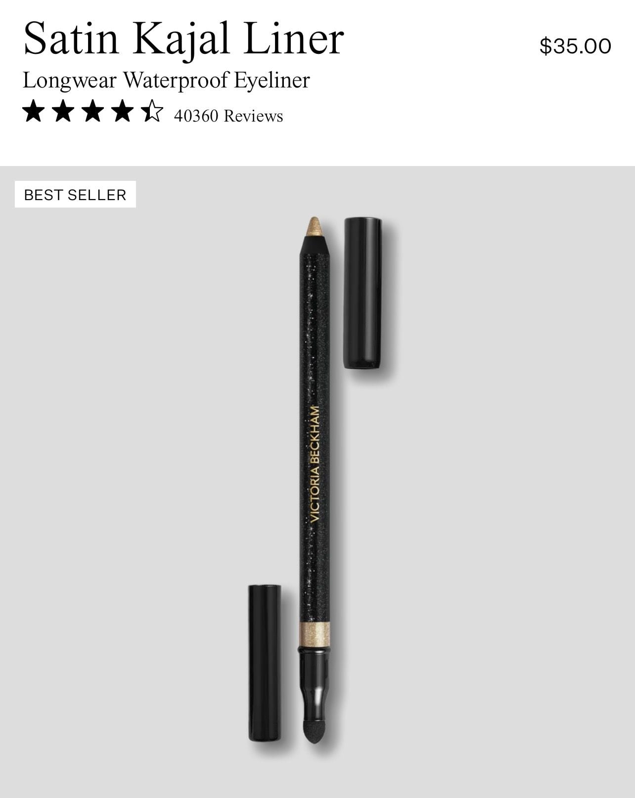 Victoria Beckham Satin Kajal Liner in Gold Lamé. NIB! MSRP $35 3