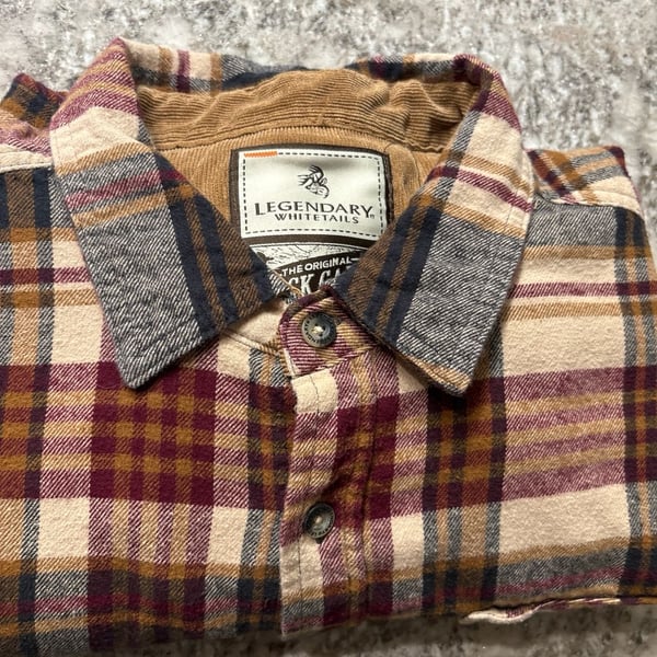 Legendary Whitetails Men's Buck Camp Flannel Shirt in Cedarwood Plaid