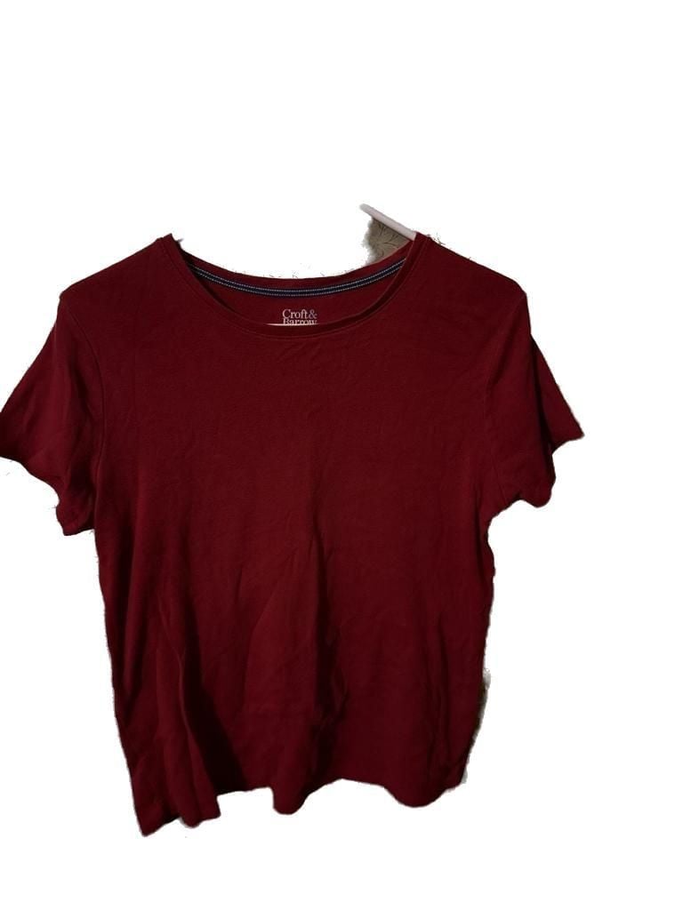 Croft & Barrow Women's Red 100% Cotton Short Sleeve Crewneck T-Shirt Size Medium 2