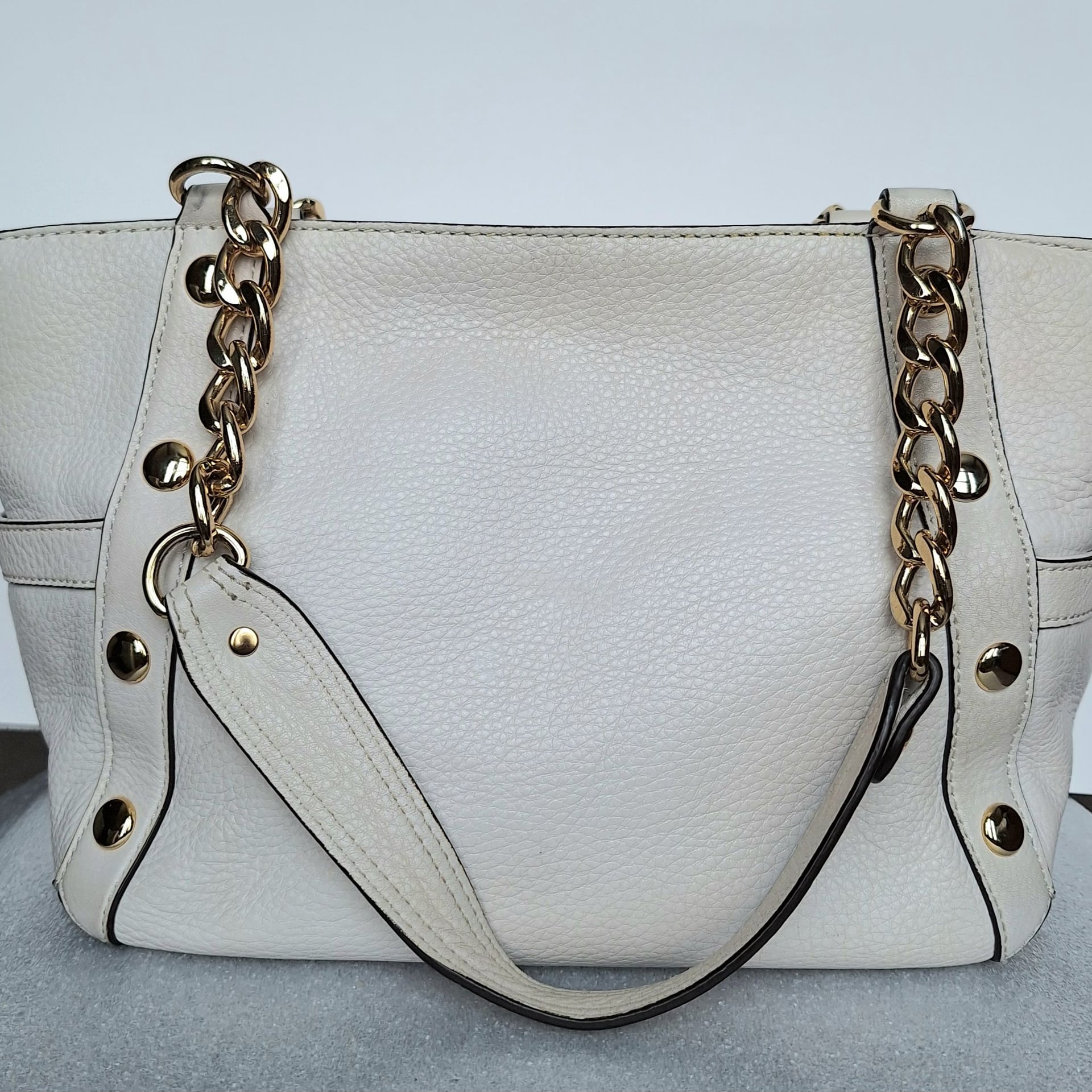 Vanilla Michael Kors Delancey Satchel Handbag 15" X 9" 4