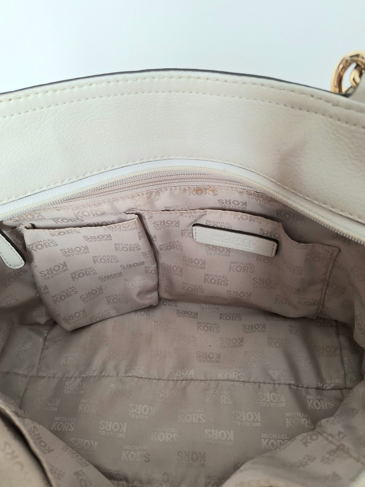 Vanilla Michael Kors Delancey Satchel Handbag 15" X 9" 9