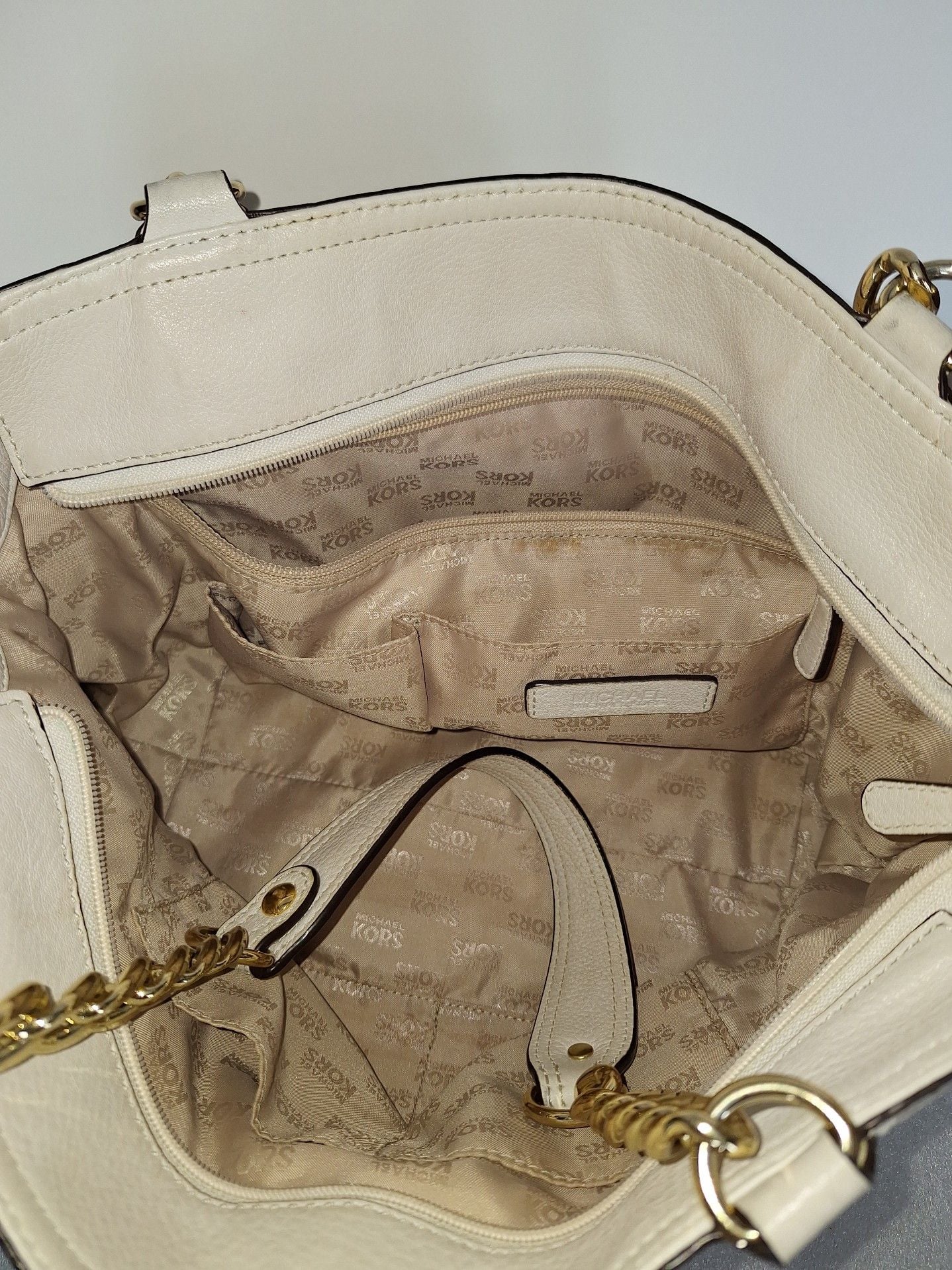 Vanilla Michael Kors Delancey Satchel Handbag 15" X 9" 15