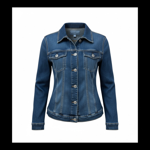 Liz Claiborne Women's Classic Dark Wash Denim Jacket with Button Cuffs
