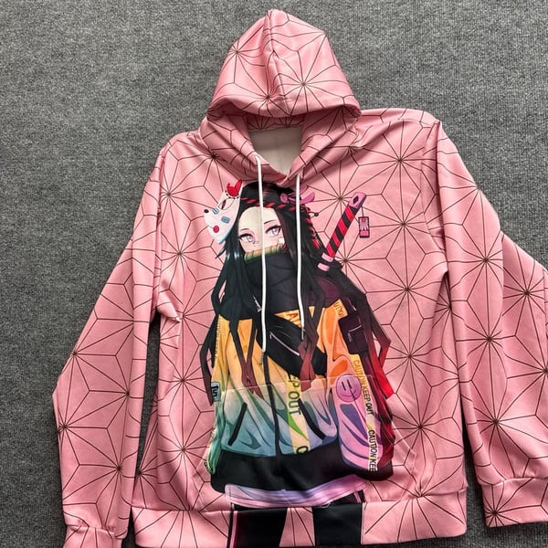 Nezuko Kamado Streetwear Style 3D Graphic Hoodie Demon Slayer Pink