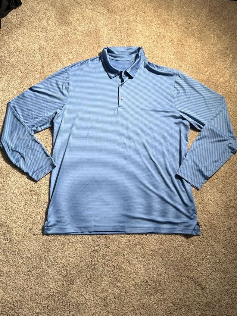 Walter Hagen Men's Blue Striped Long-Sleeve Performance Golf Polo 3