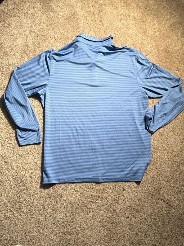Walter Hagen Men's Blue Striped Long-Sleeve Performance Golf Polo 5