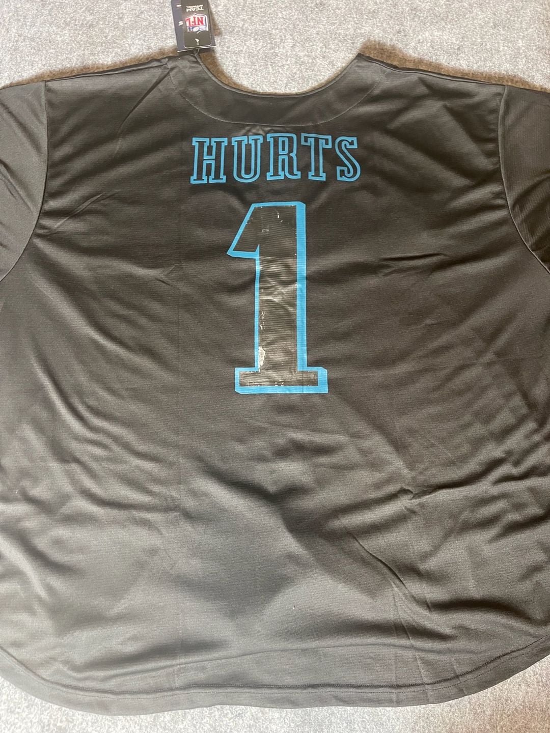 Mens Fanatics Philadelphia Eagles NFL Jalen Hurts #1 Button Up 4XL Black Jersey 5