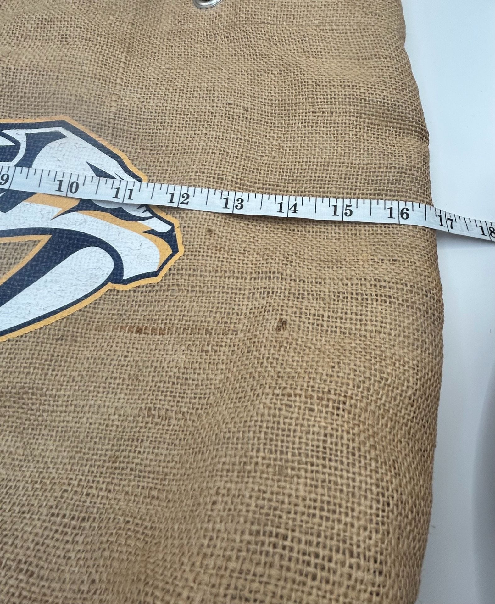 NHL Nashville Predators Burlap Tailgate Tote Bag with Faux Leather Straps 8