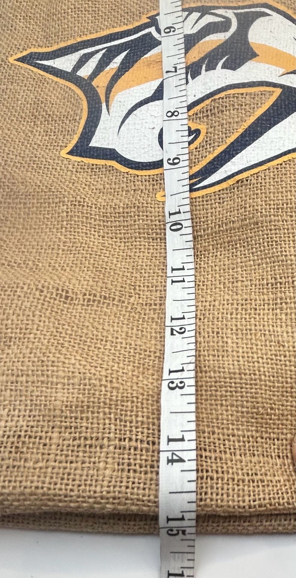 NHL Nashville Predators Burlap Tailgate Tote Bag with Faux Leather Straps 9