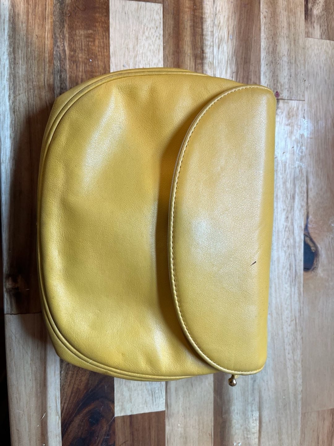 Vintage Koret Yellow Leather Crossbody Flap Bag 2