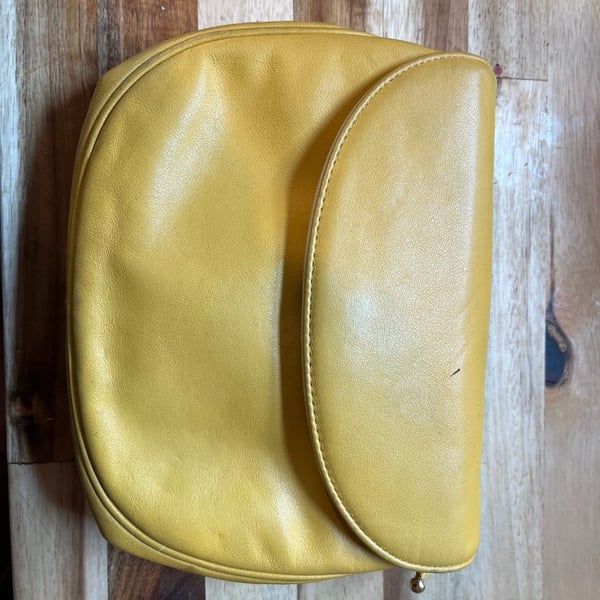 Vintage Koret Yellow Leather Crossbody Flap Bag