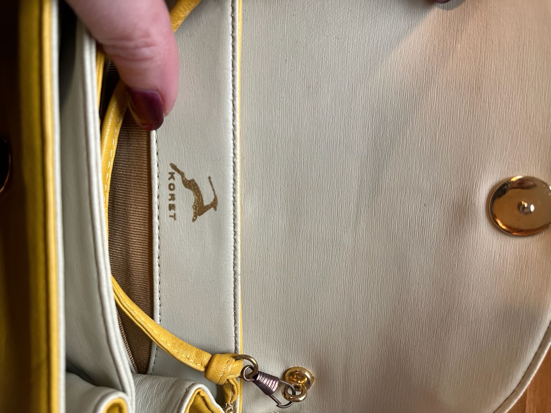 Vintage Koret Yellow Leather Crossbody Flap Bag 3