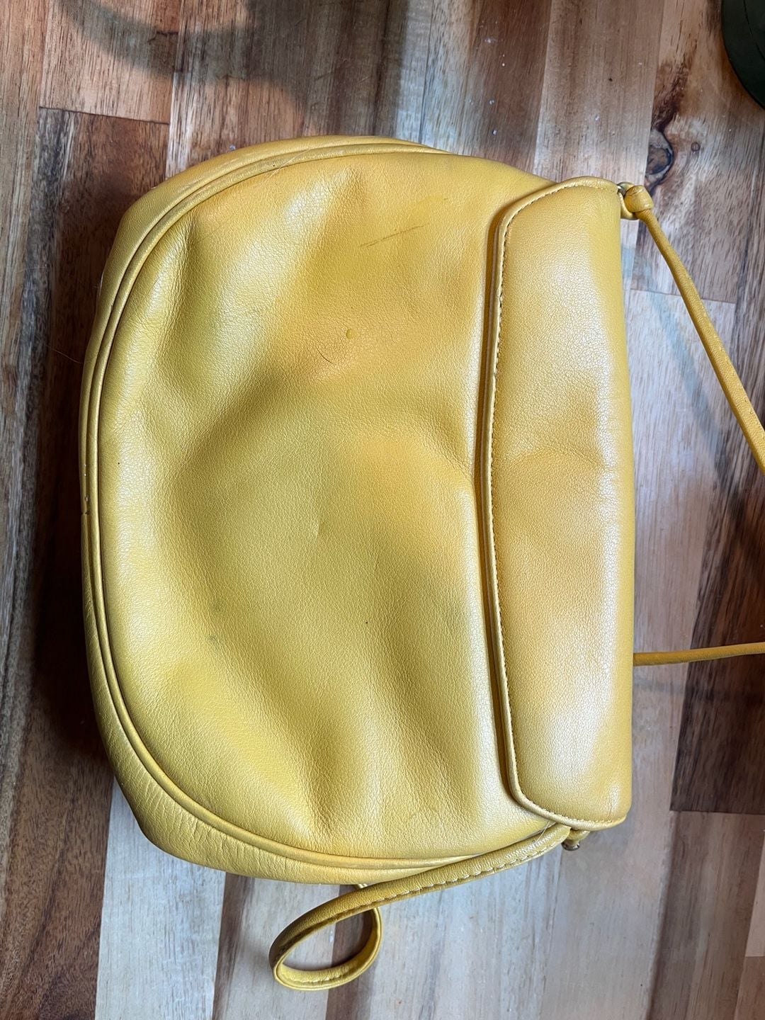 Vintage Koret Yellow Leather Crossbody Flap Bag 5