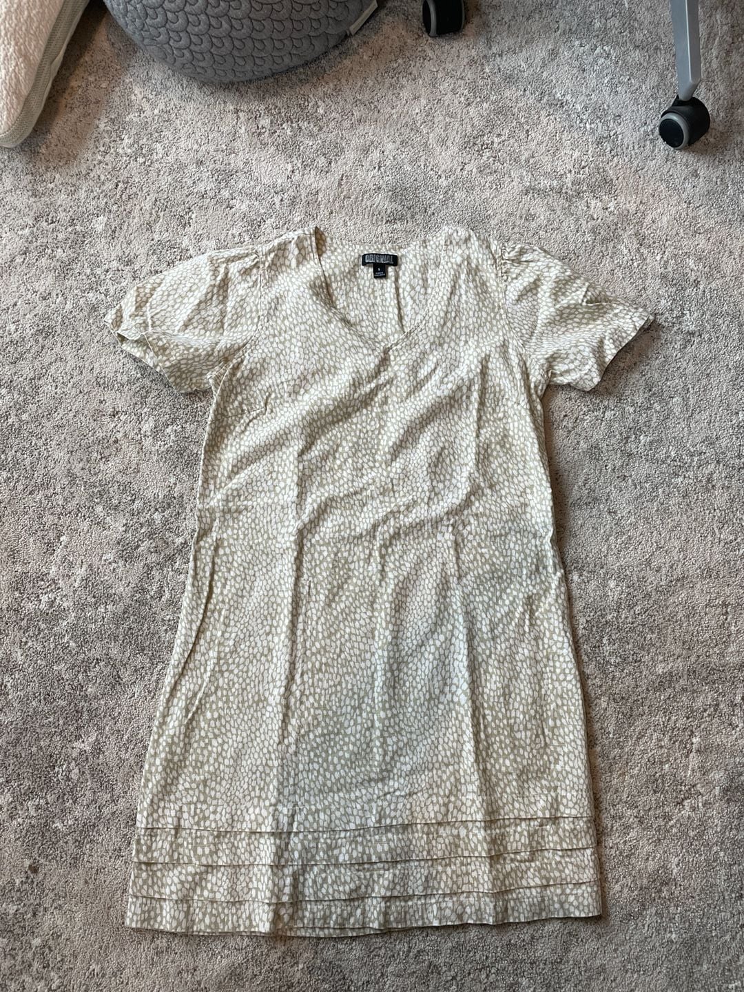 Nicole Miller Women's Linen all over pattern Dress White Beige Blend 2
