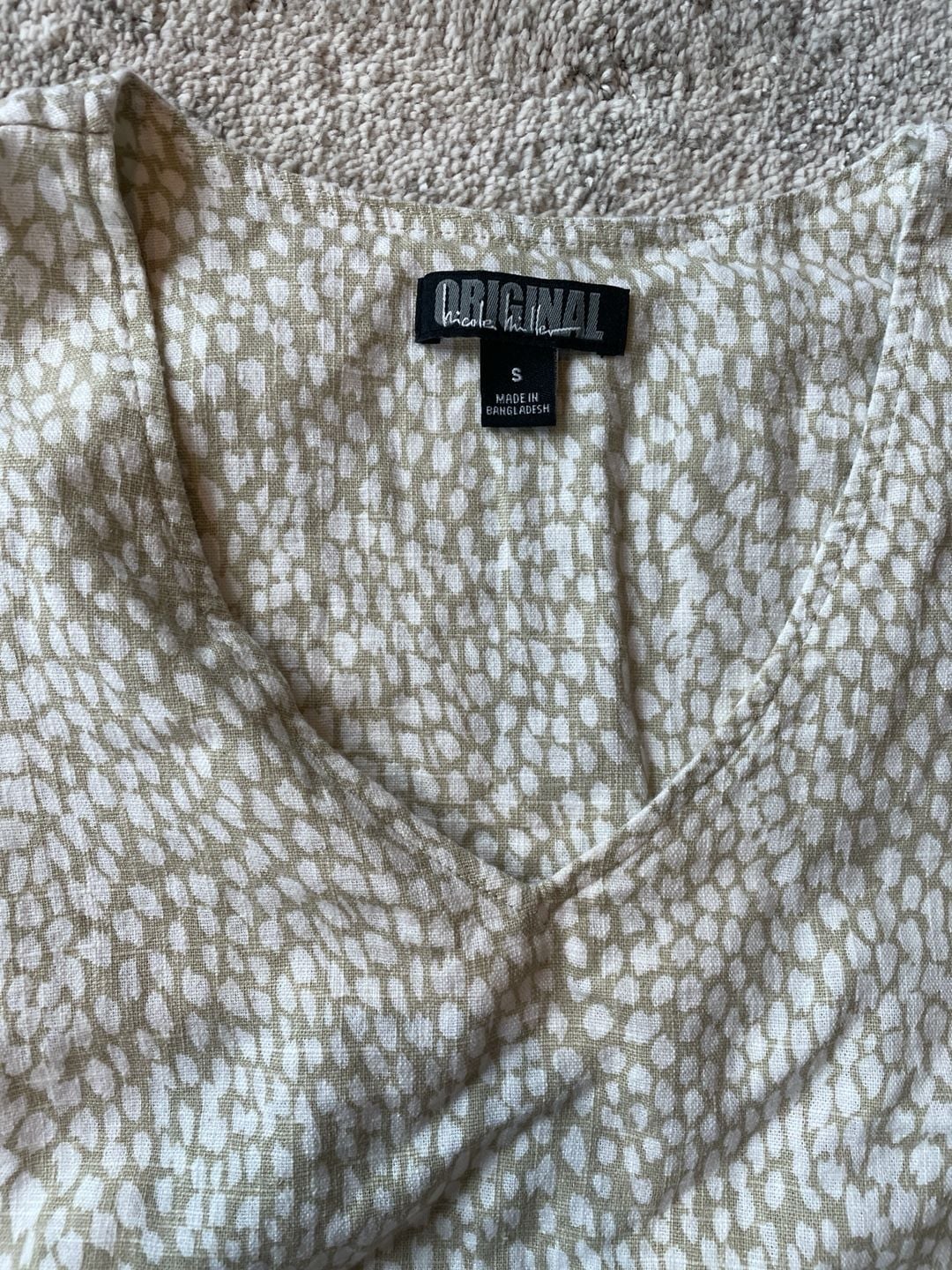 Nicole Miller Women's Linen all over pattern Dress White Beige Blend 3