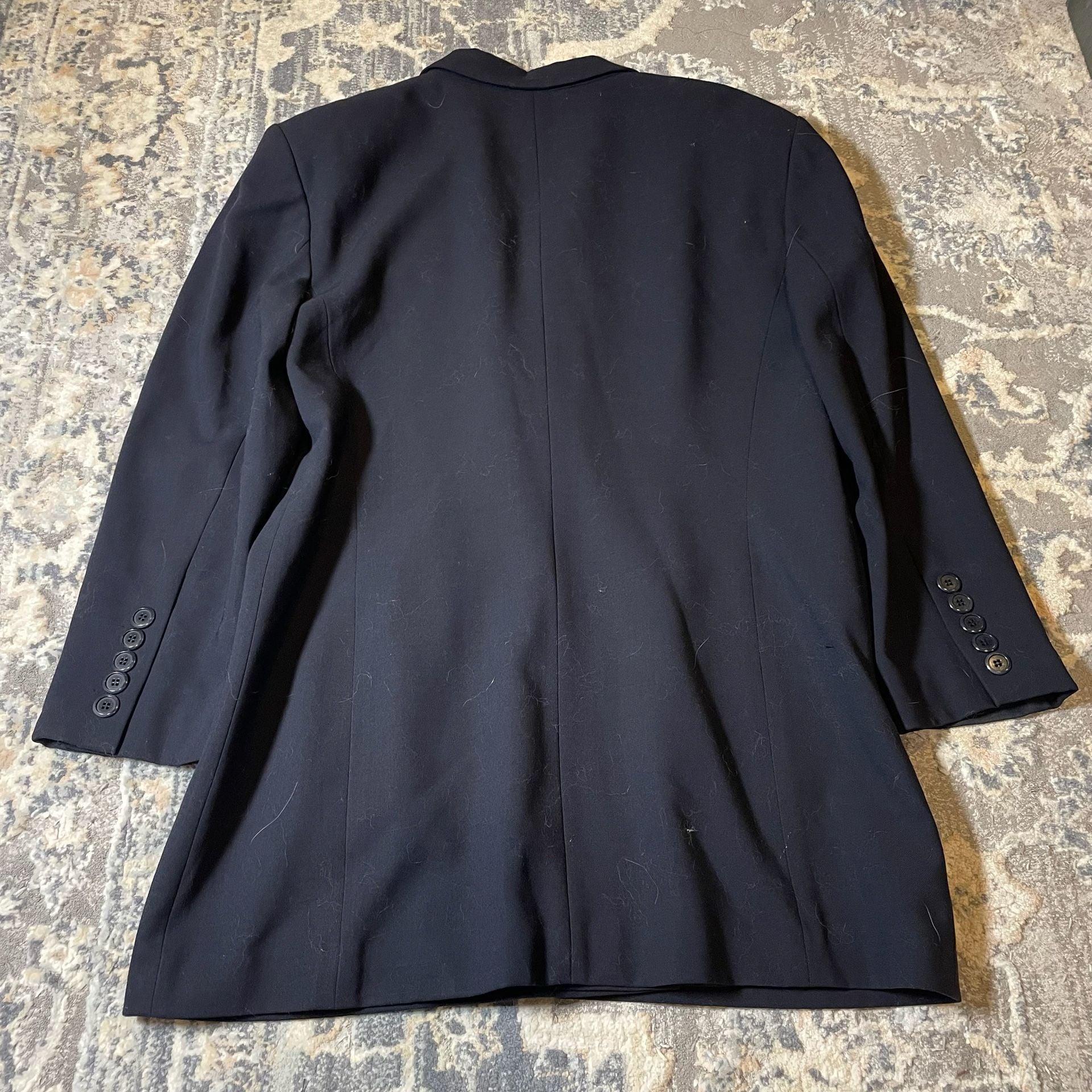 Vintage Escada Navy Blue Double Breasted Wool Blazer Jacket Size 42 4