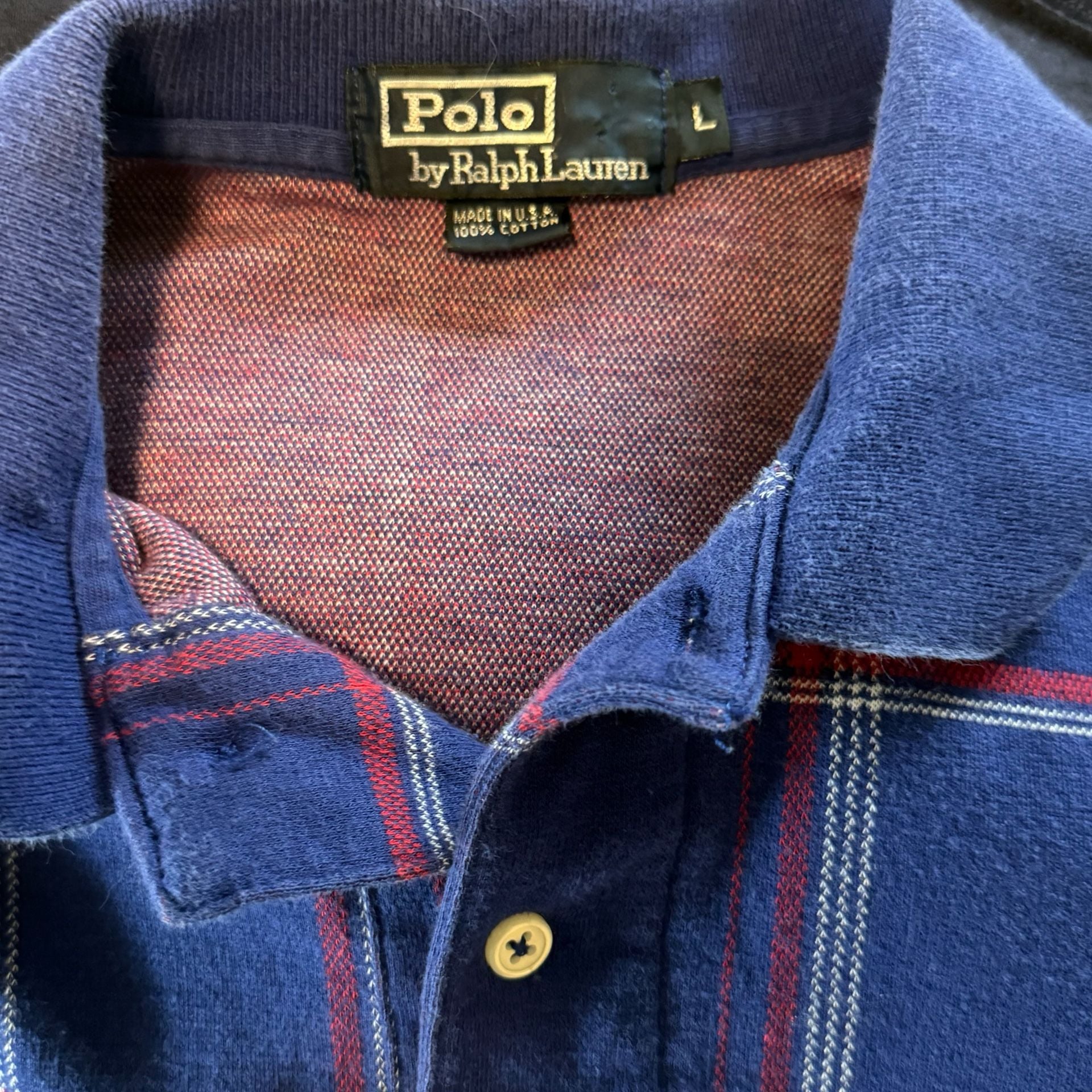 Vintage 90s Polo Ralph Lauren Made in USA Plaid Polo Shirt Size Large 5
