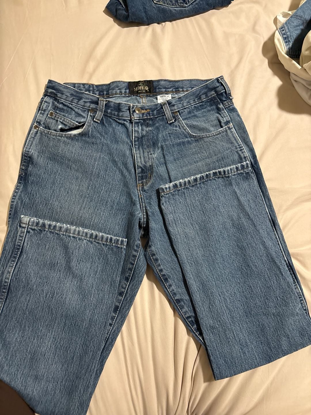 RedHead Mens 33x32 Relaxed Fit Double Knee Utility Denim Jeans 2