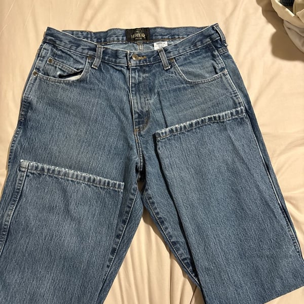 RedHead Mens 33x32 Relaxed Fit Double Knee Utility Denim Jeans