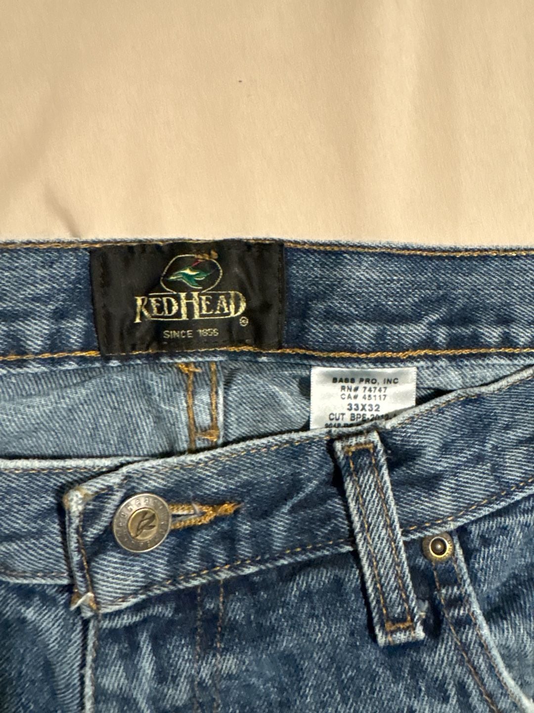 RedHead Mens 33x32 Relaxed Fit Double Knee Utility Denim Jeans 3