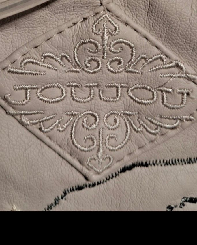 Jou Jou Light Pink Faux Leather Moto Jacket with Floral Embroidery and Beaded Rose 8