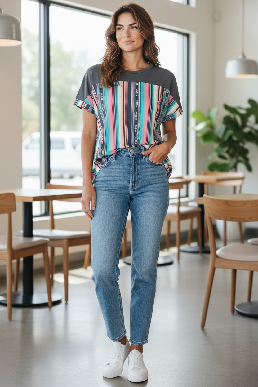 Striped Short Sleeve Top 3