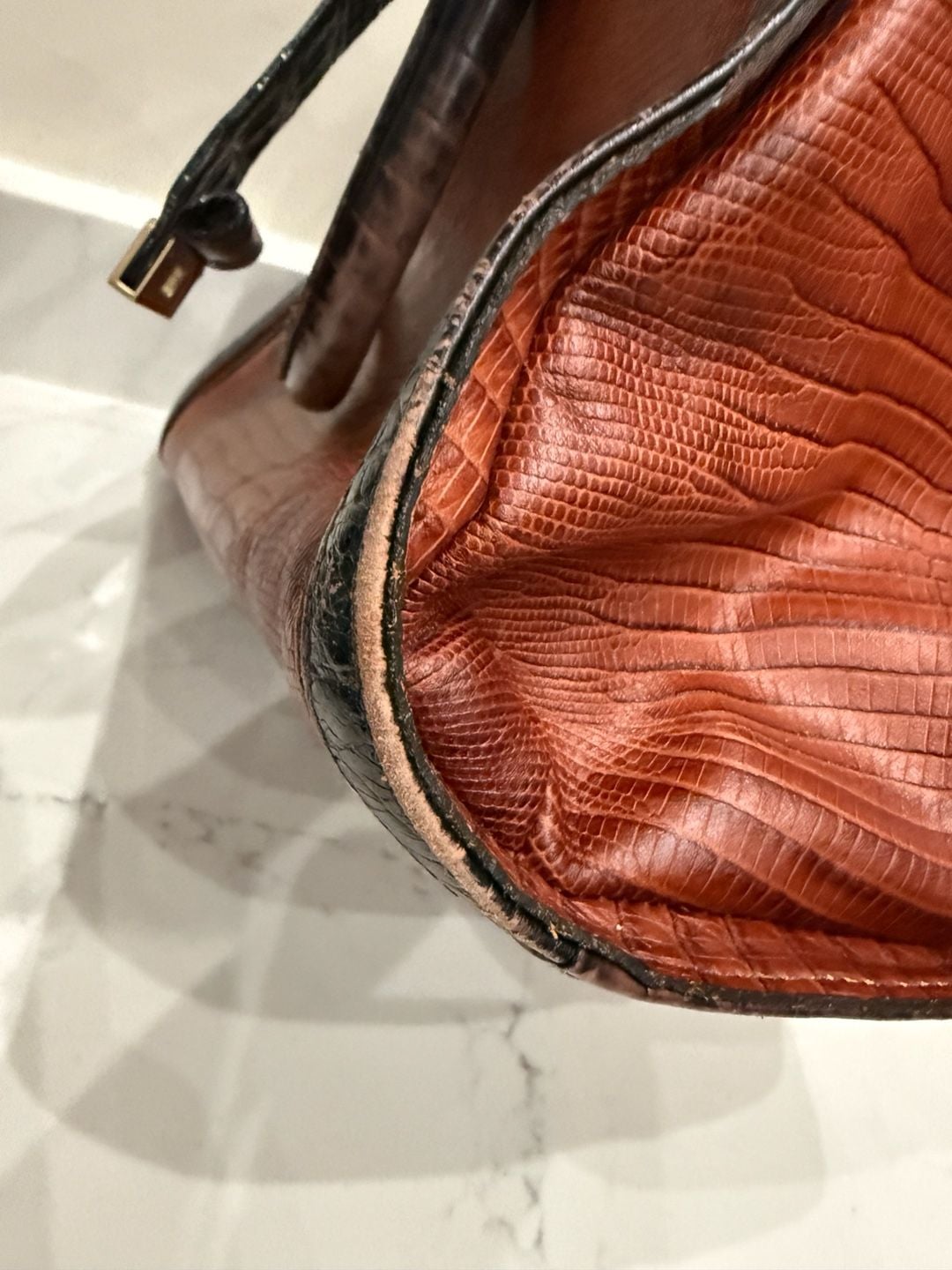 Brahmin Annabelle Melbourne Cocoa Brown Croc Embossed Leather Satchel Handbag 9