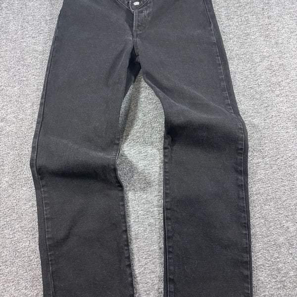 Revice Denim Black Cross-Front V-Waist Straight Leg Jeans