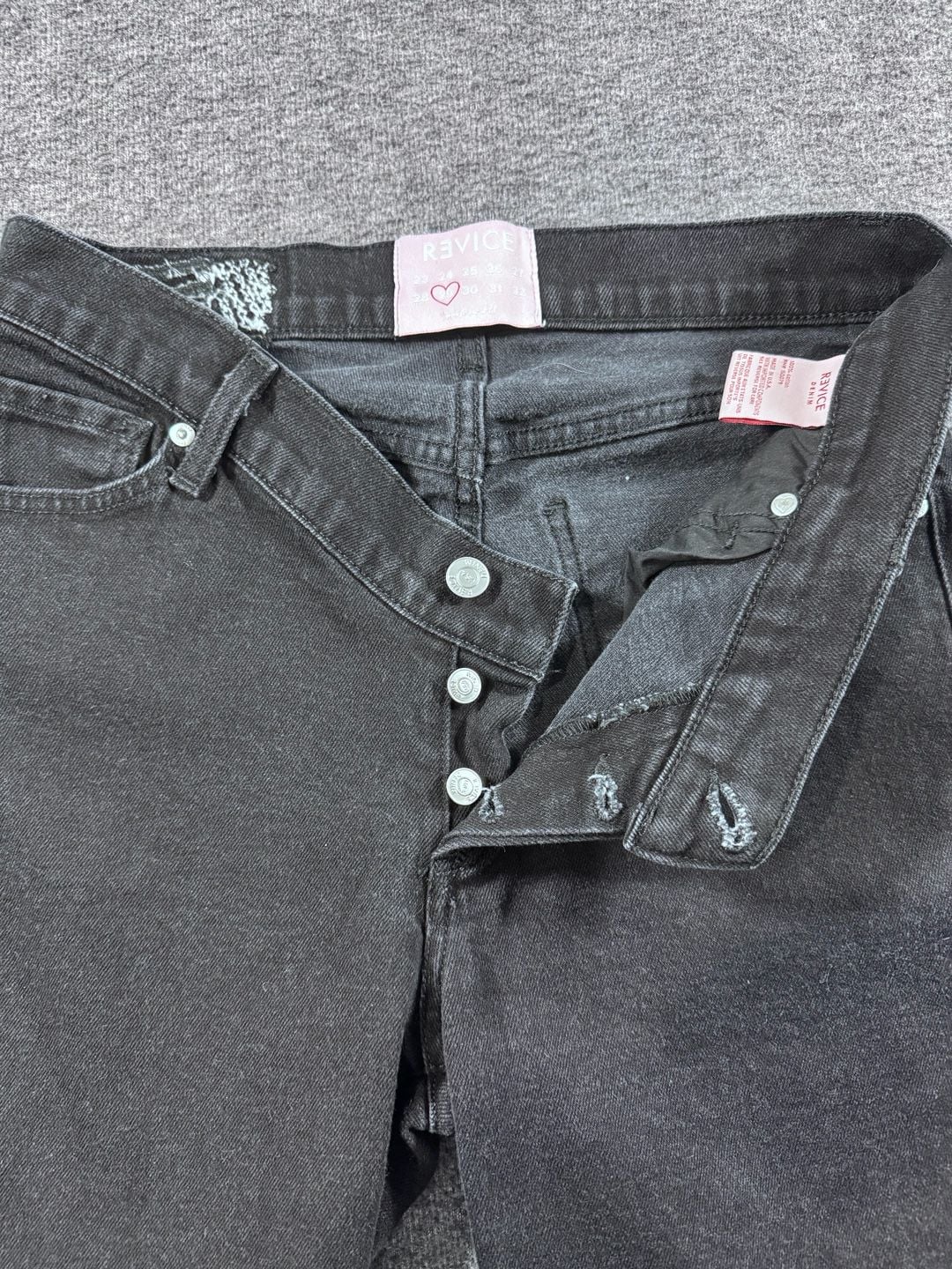 Revice Denim Black Cross-Front V-Waist Straight Leg Jeans 6