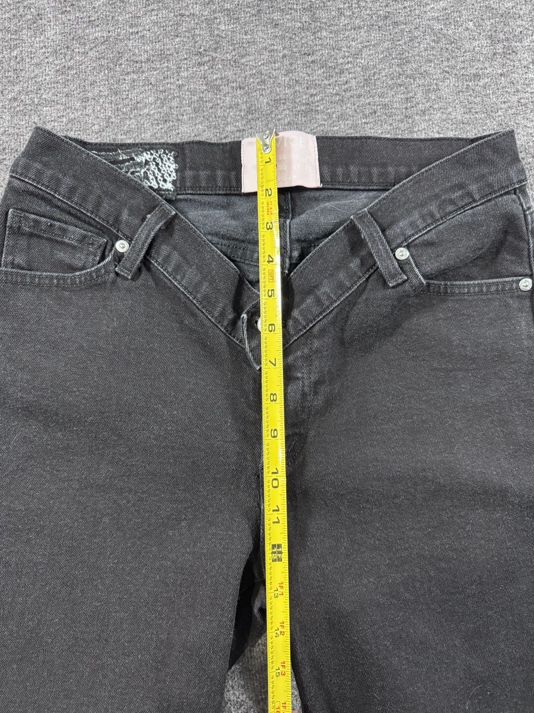 Revice Denim Black Cross-Front V-Waist Straight Leg Jeans 8