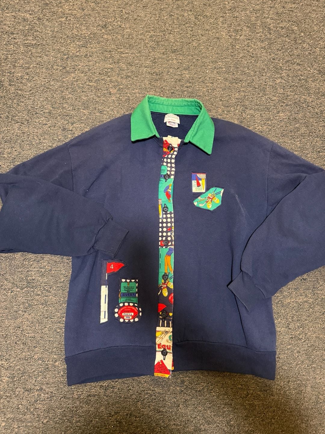 Vintage 90s Russell Jean Ploeger Golf Novelty Button-Front Sweatshirt Jacket 2